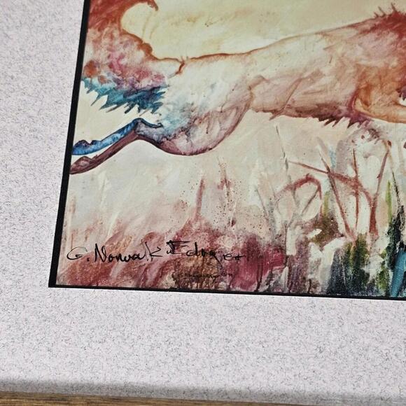 Vintage S. Gretchen Norwalk Art Print Fox In Matted & Framed Hand Signed - Picture 2 of 9